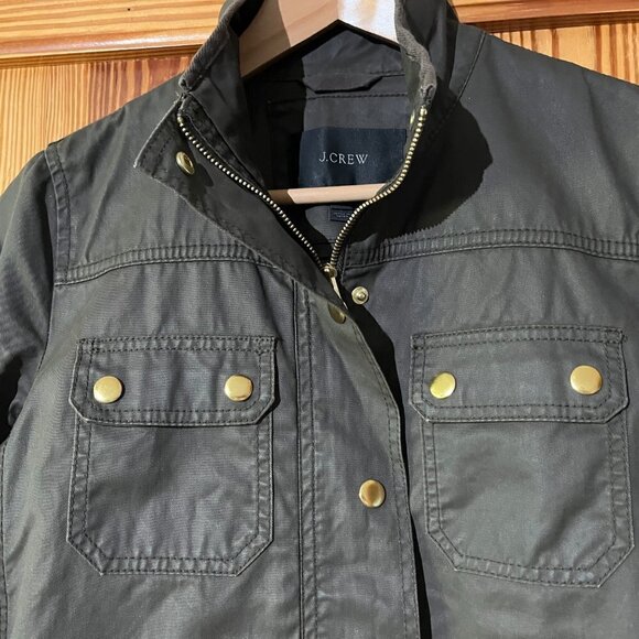 NEW J. Crew BLACK LABEL Downtown Field Utility Jacket Wax Coated Army Green - Picture 4 of 16